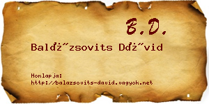 Balázsovits Dávid névjegykártya